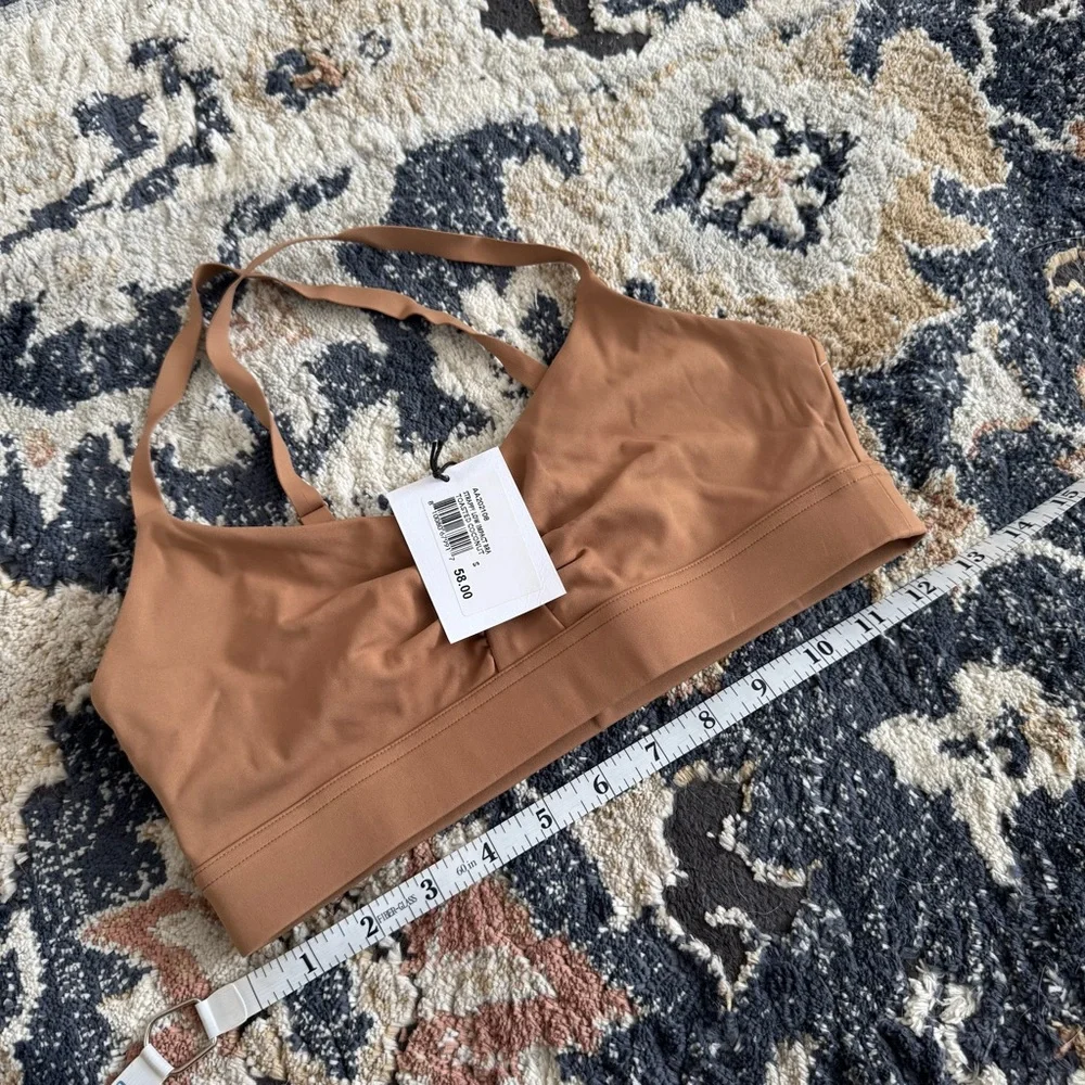 Bandier All Access ruched sports Bra toasted coconut